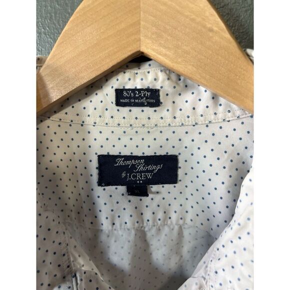 J. Crew Mens White Poka Dot Long Sleeve Button Up Dress Shirt Size XL - Picture 3 of 3